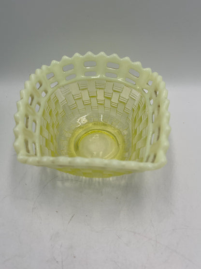 Fenton Uranium Basketweave Bowl or Basket - Your Choice - Glows