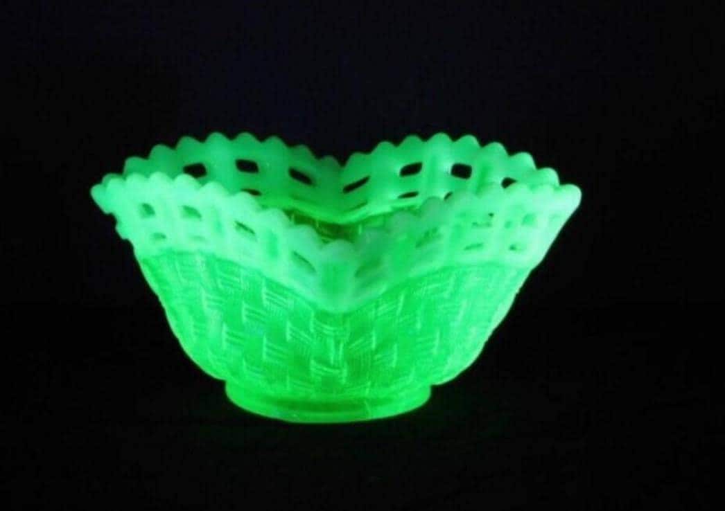 Fenton Uranium Basketweave Bowl or Basket - Your Choice - Glows