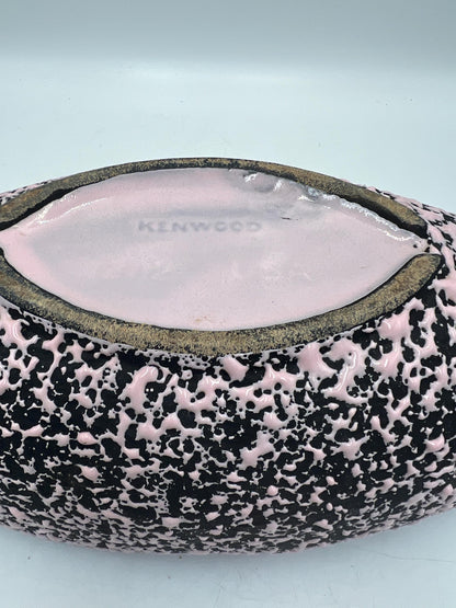 Vintage MCM Shawnee Pottery Pink Black Splatter Confetti Oval Console Bowl Planter Flower Pot Large