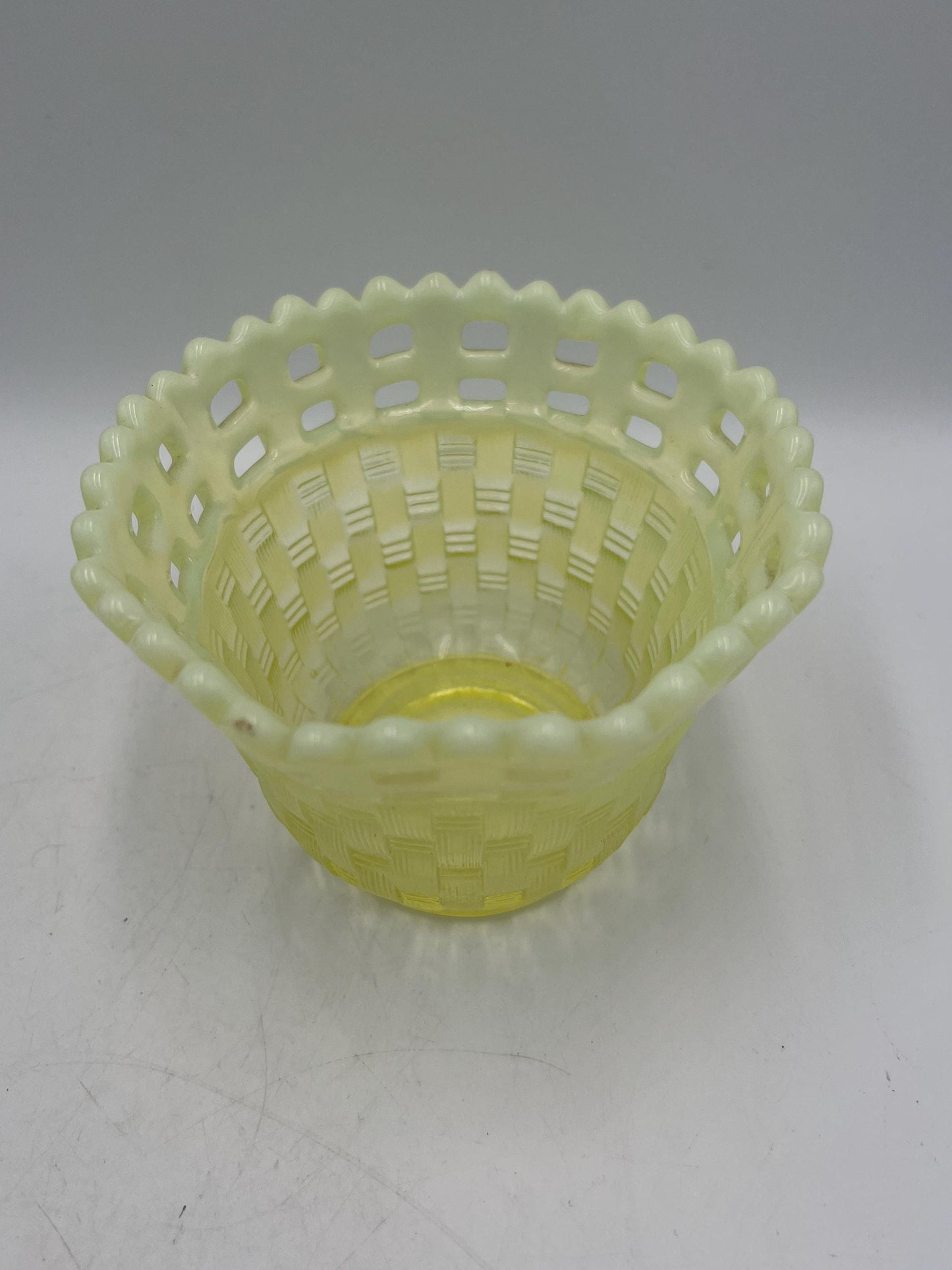 Fenton Uranium Basketweave Bowl or Basket - Your Choice - Glows