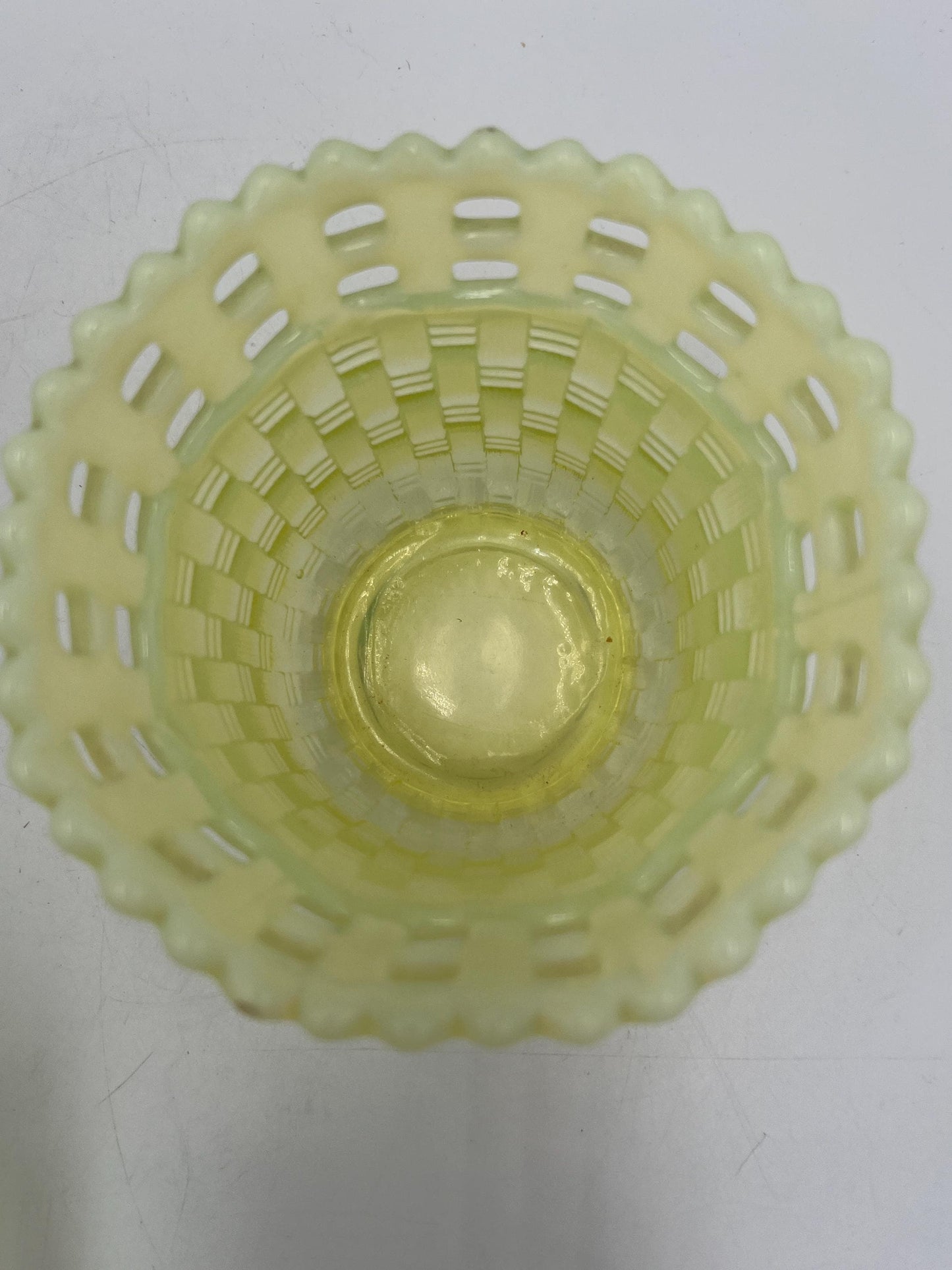 Fenton Uranium Basketweave Bowl or Basket - Your Choice - Glows