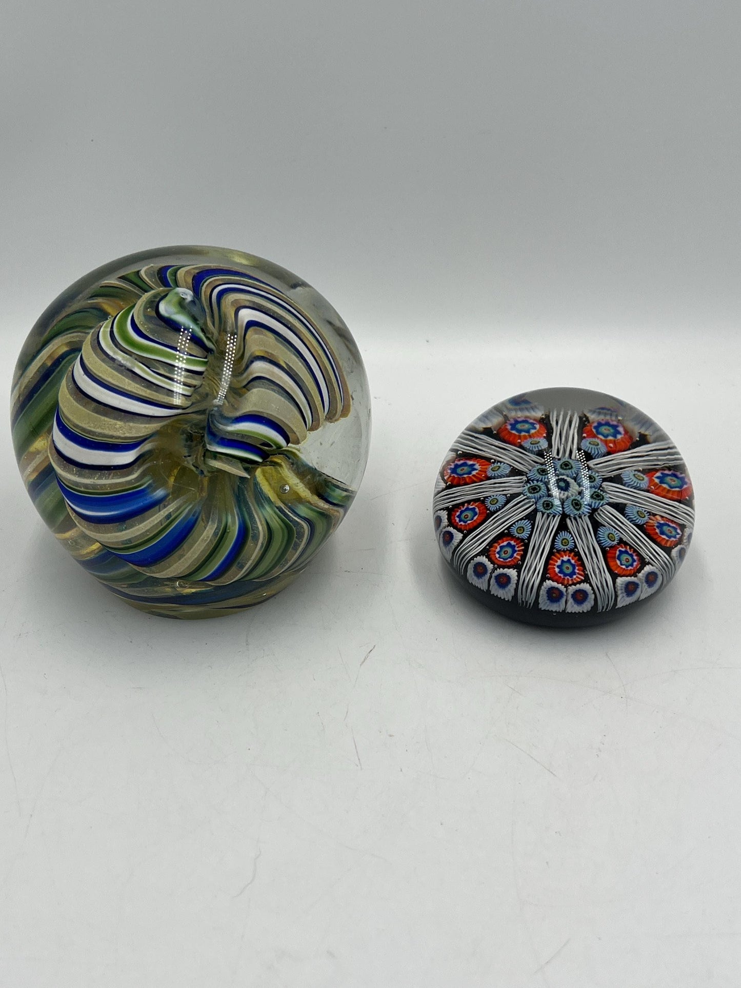 Vintage Glass Millefiori and Unique Large Swirl Paperweights: Handcrafted Collectible Art. Your choice