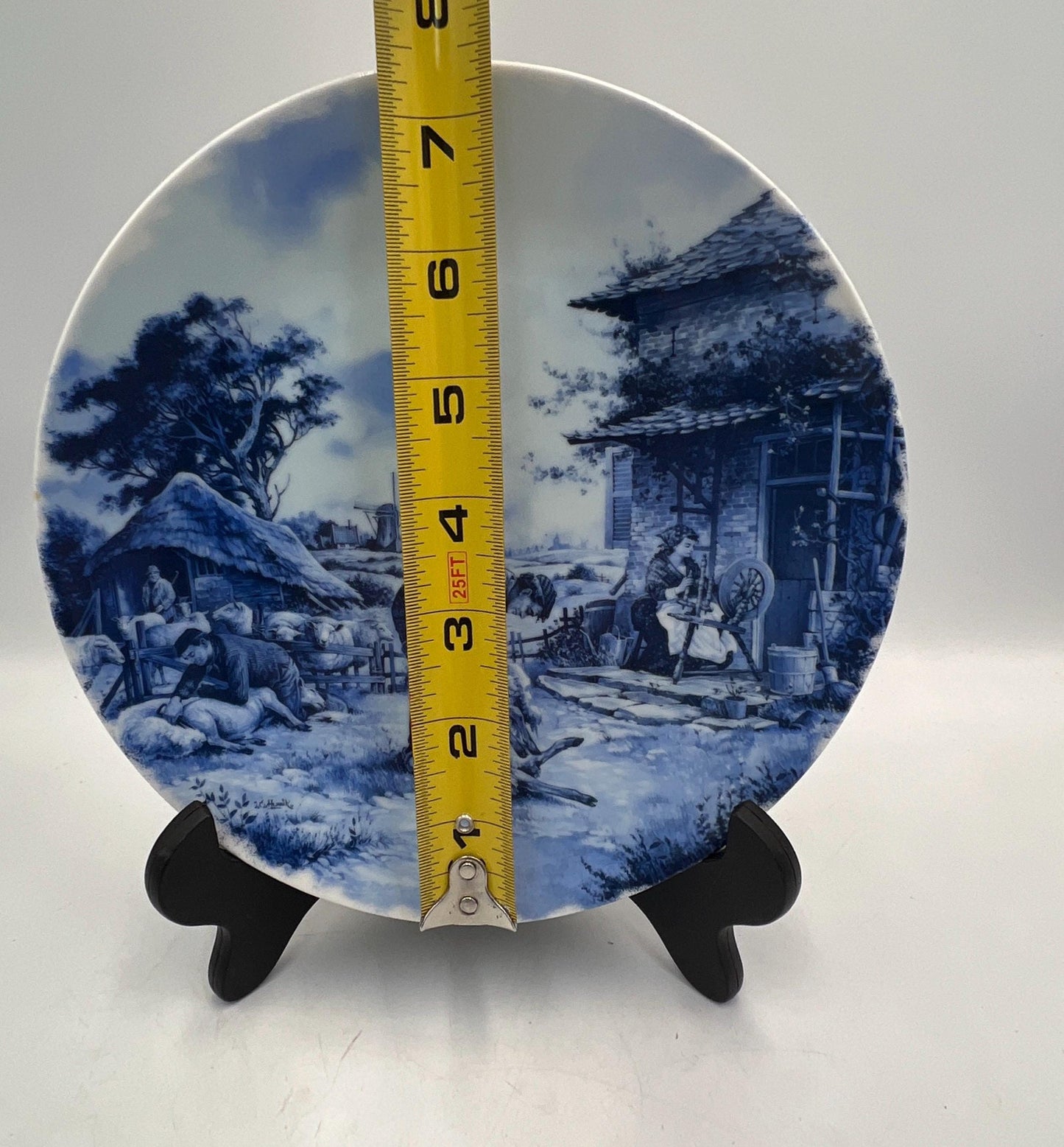 Vintage Delft Blue and White Collectible Wall Plate, Made in Holland, Dutch Wall Plate Sheep Shearing