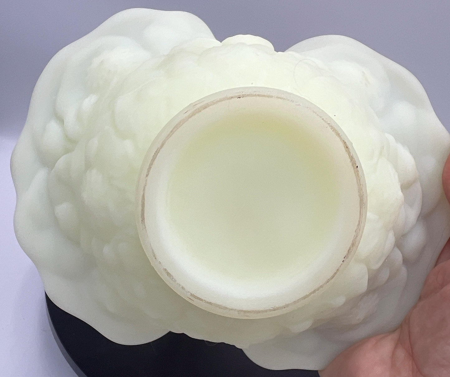 Fenton Uranium Custard Glass GLOWS - Water Lily Basket or Wild Strawberry Container - Your Choice