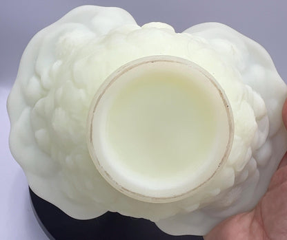 Fenton Uranium Custard Glass GLOWS - Water Lily Basket or Wild Strawberry Container - Your Choice