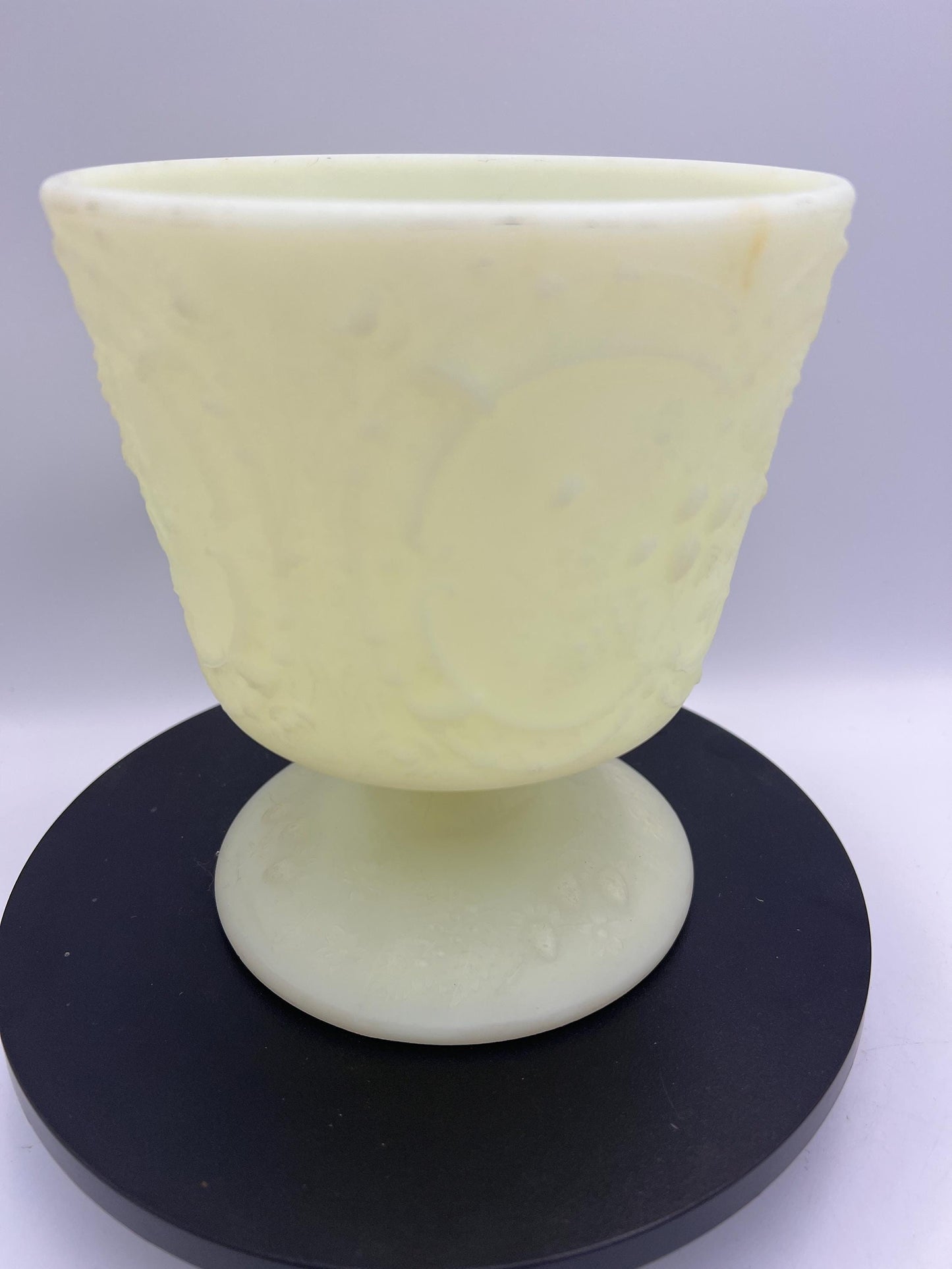 Fenton Uranium Custard Glass GLOWS - Water Lily Basket or Wild Strawberry Container - Your Choice