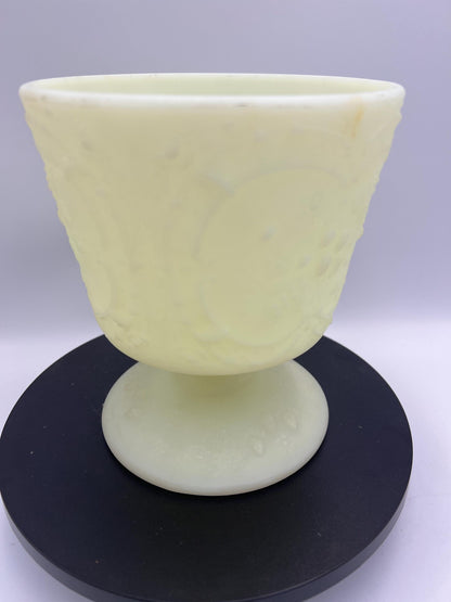 Fenton Uranium Custard Glass GLOWS - Water Lily Basket or Wild Strawberry Container - Your Choice