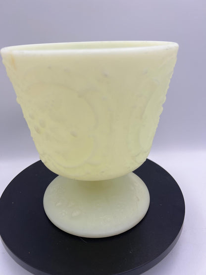 Fenton Uranium Custard Glass GLOWS - Water Lily Basket or Wild Strawberry Container - Your Choice