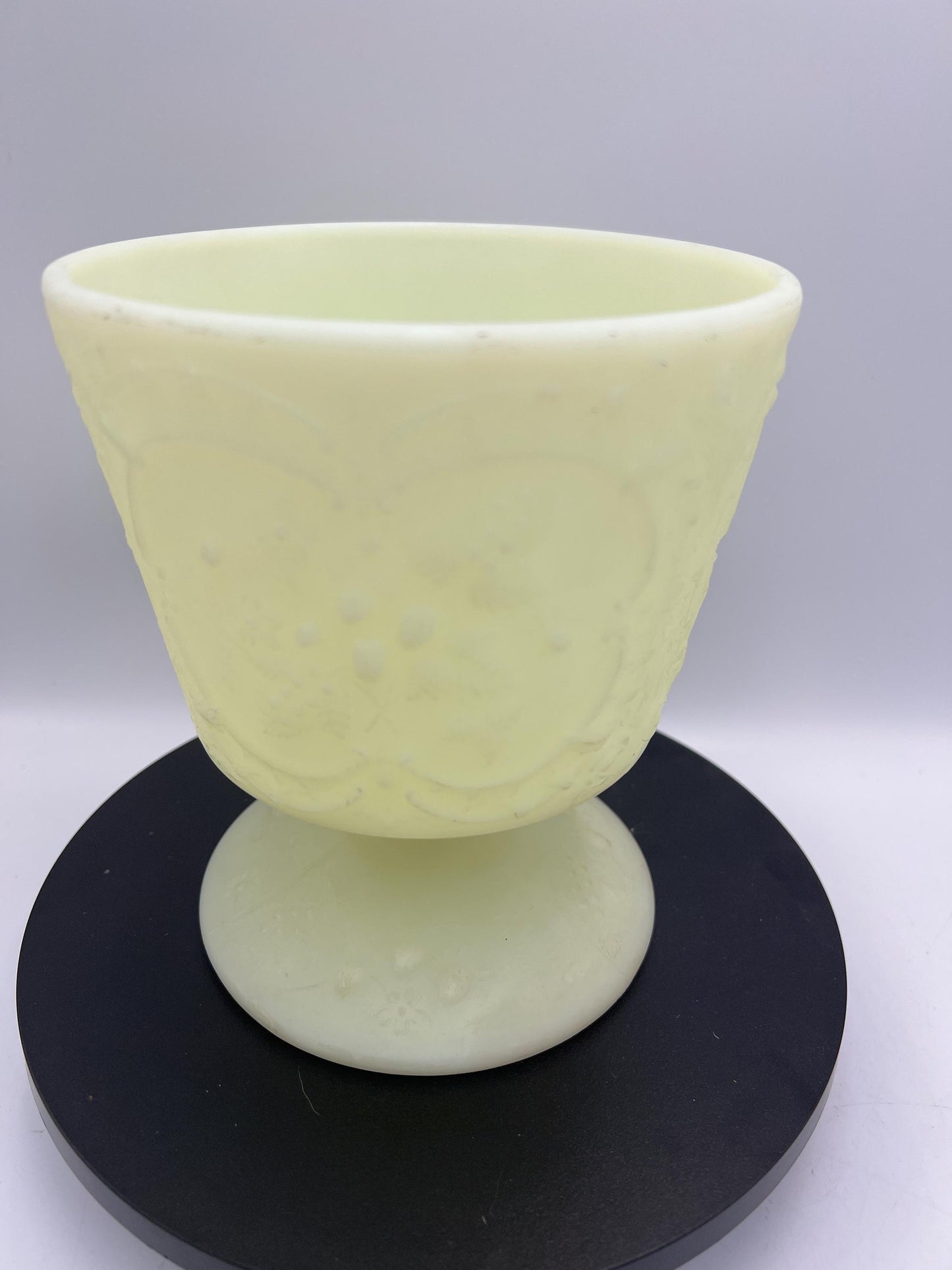 Fenton Uranium Custard Glass GLOWS - Water Lily Basket or Wild Strawberry Container - Your Choice