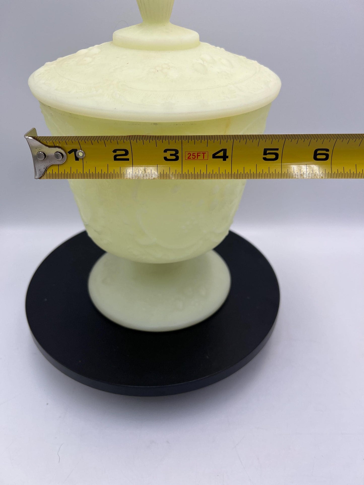 Fenton Uranium Custard Glass GLOWS - Water Lily Basket or Wild Strawberry Container - Your Choice