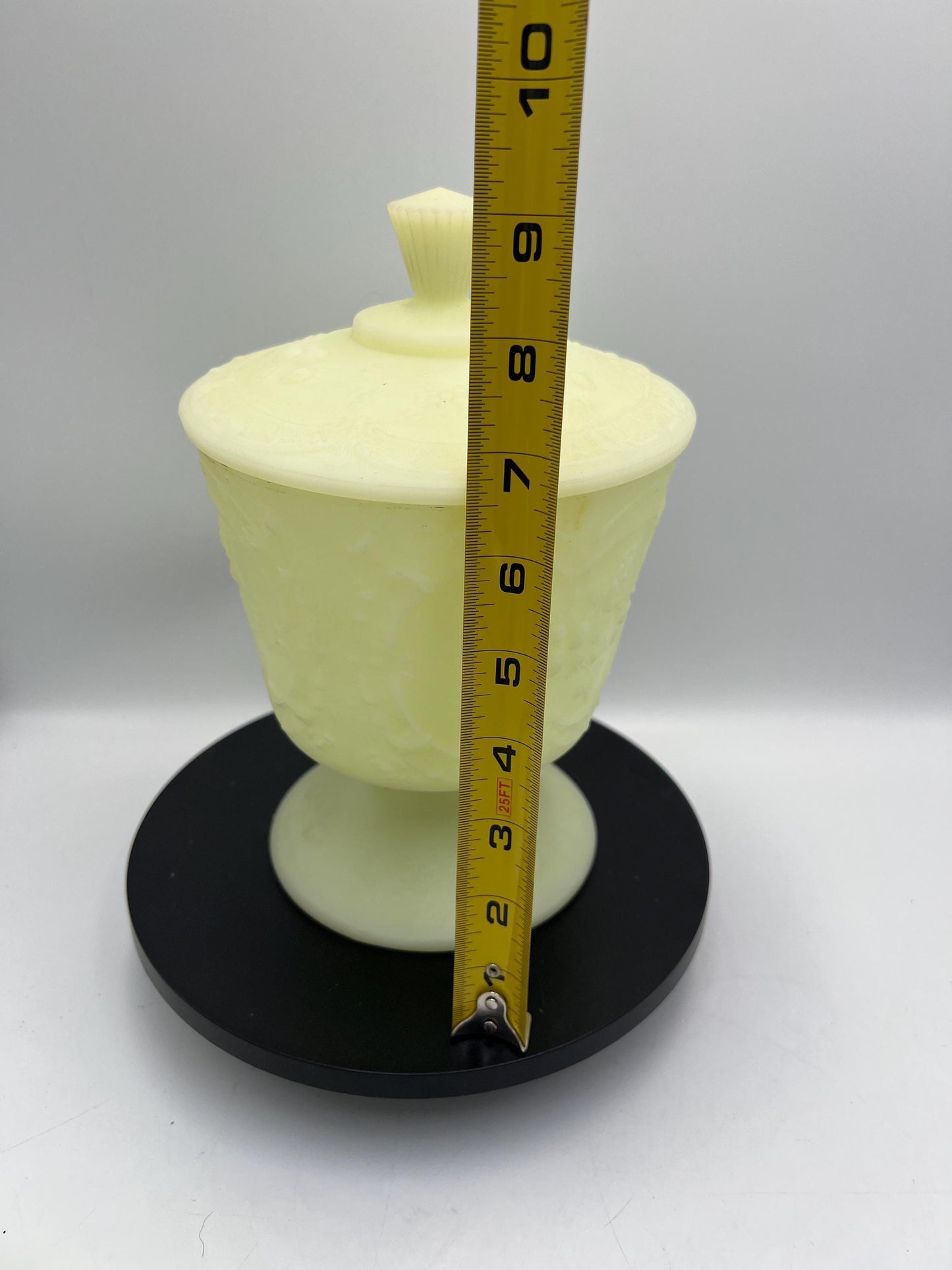 Fenton Uranium Custard Glass GLOWS - Water Lily Basket or Wild Strawberry Container - Your Choice