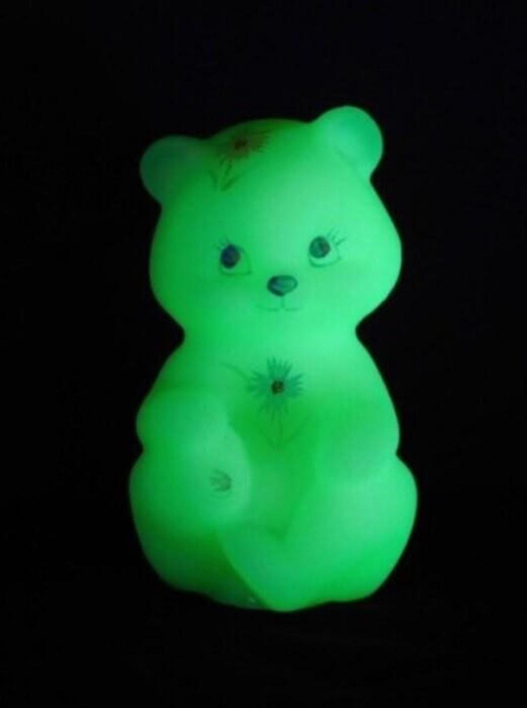 Fenton Custard Glass Animals - Bear - Swan - Butterfly Ring Holder - Glow in Dark
