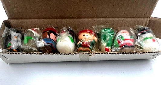 Lot Of 8 Vintage Current Christmas Mini Candles Tree Santa Snowman