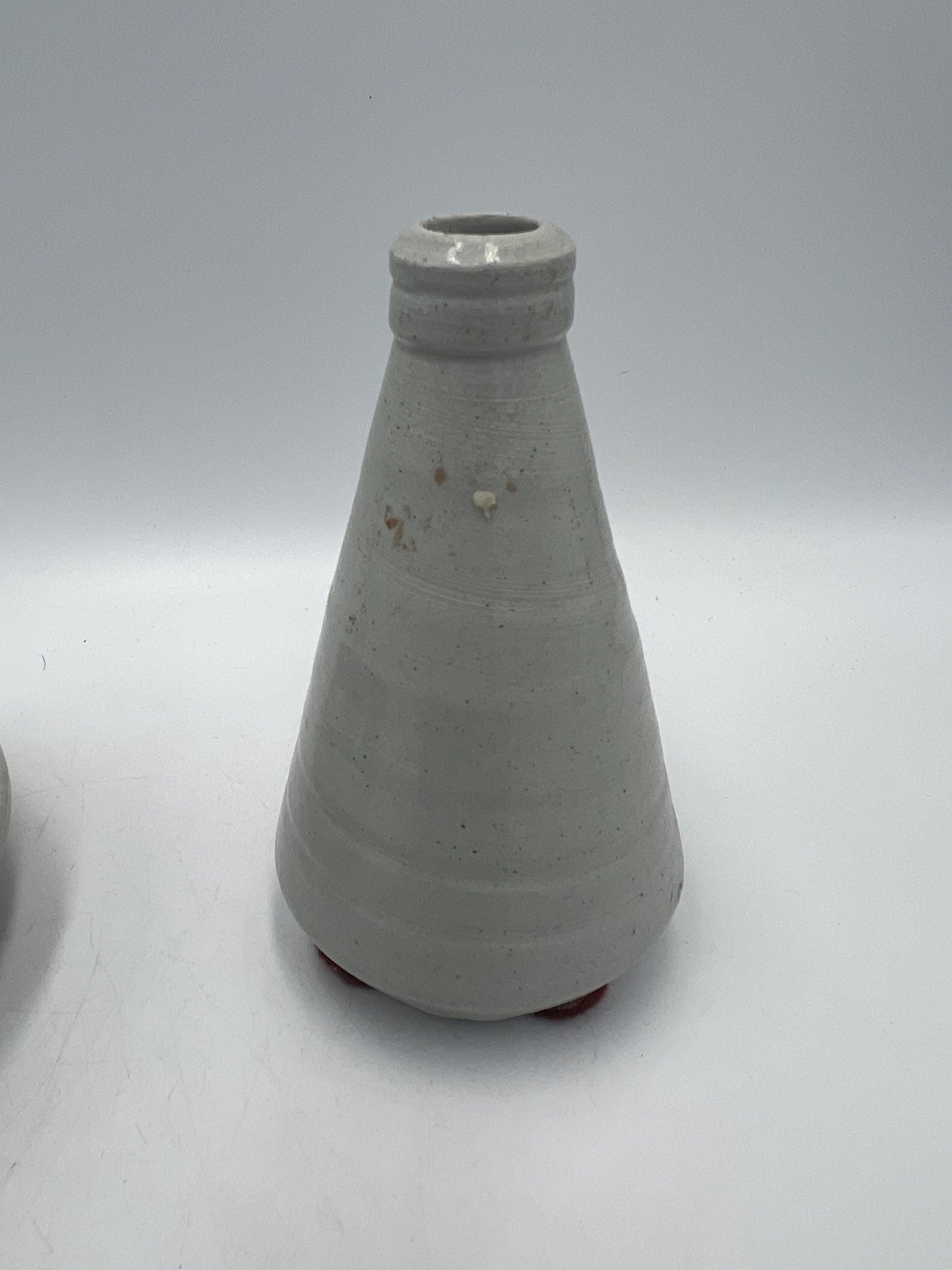 Ceramic Williamsburg Pottery Set Salt Glazed Candlestick Holders and Bud Vase - 3pc lot