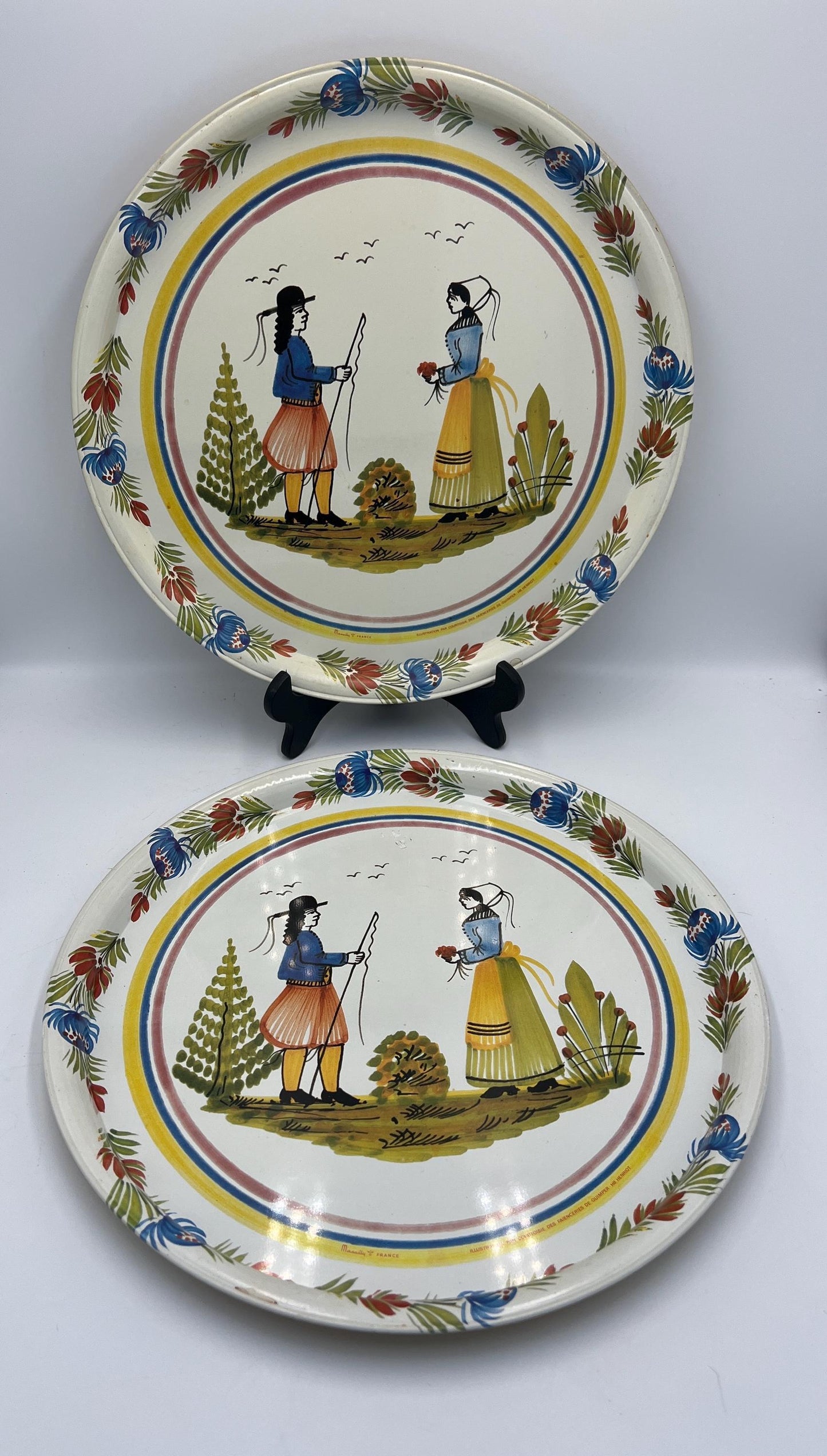 Quimper Faience Set 27 pcs plus Misc items - Bowls - Containers - Plates - Creamer - Sugar