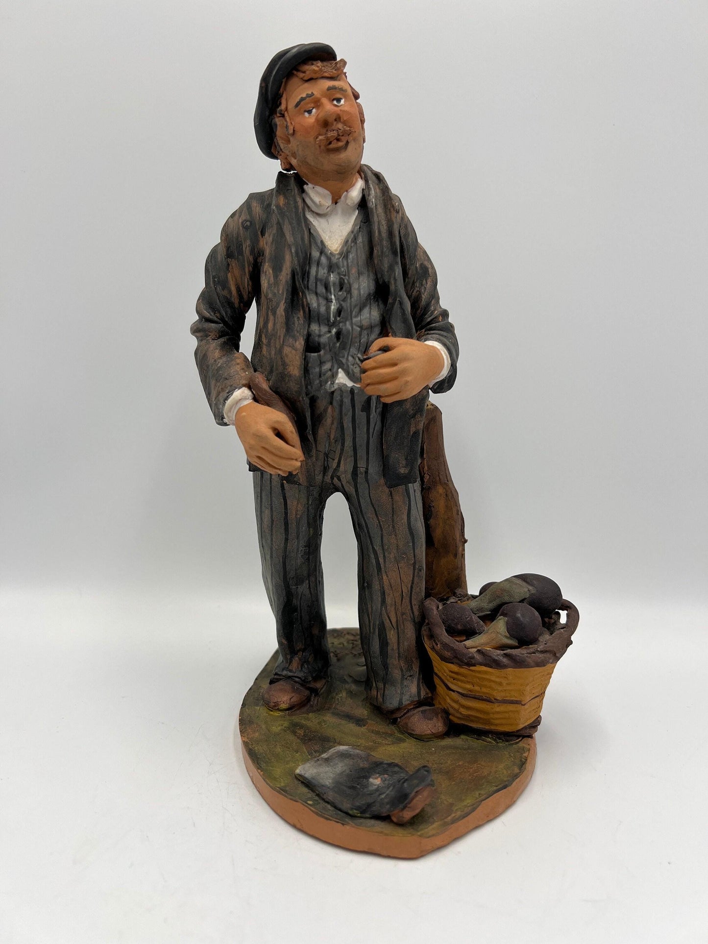 Terracotta Sculpture: Italian Folk Art Man - Signed by Mario Scarlatella