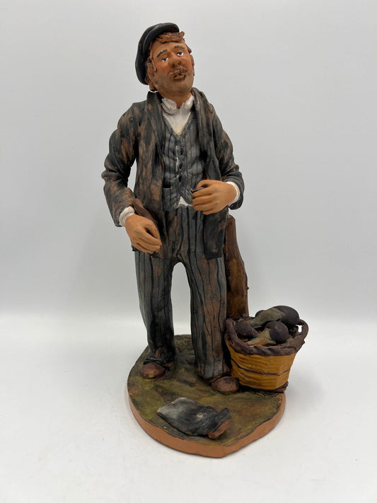 Terracotta Sculpture: Italian Folk Art Man - Signed by Mario Scarlatella