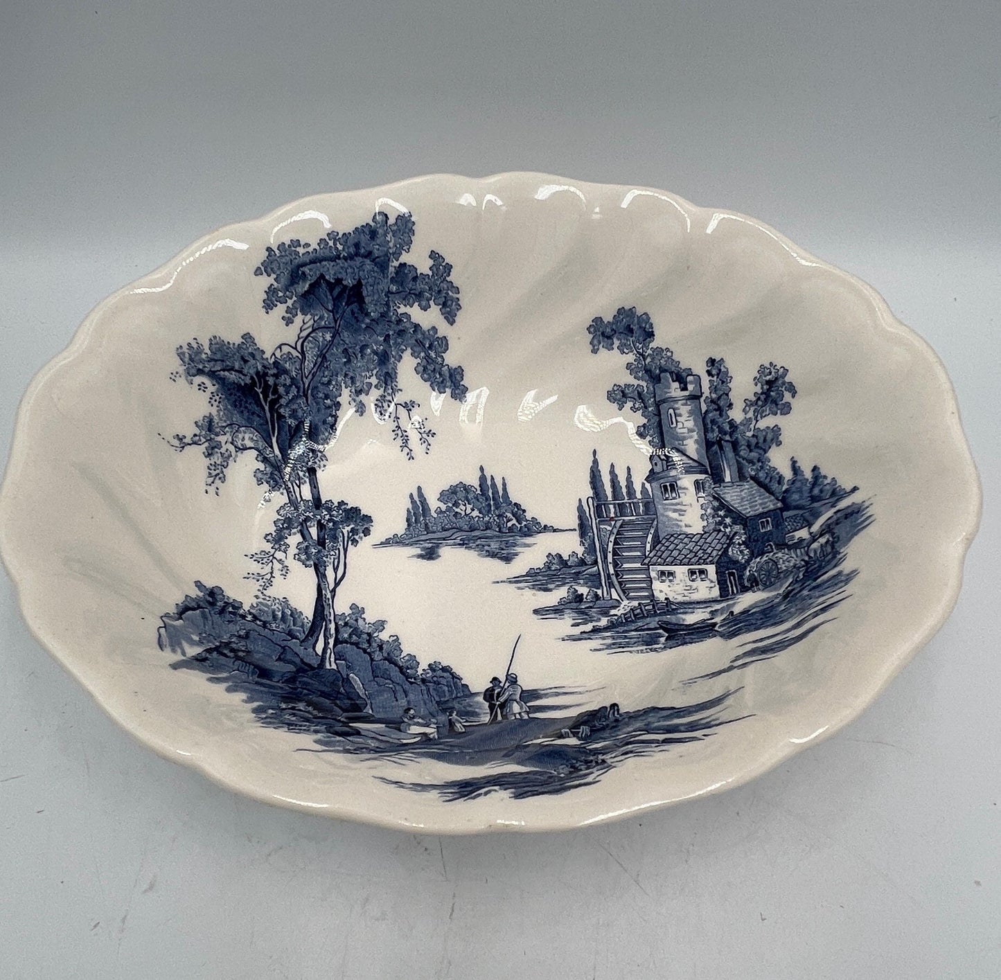 Pair of Vintage "The Old Mill" rimmed soup bowl by Johnson Brothers