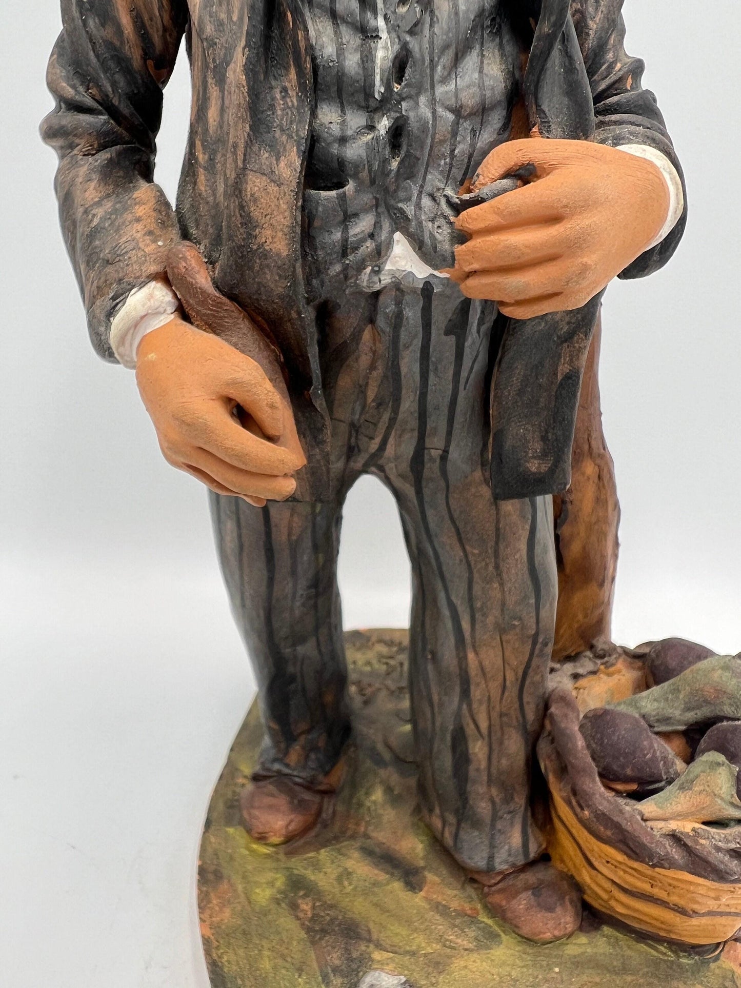Terracotta Sculpture: Italian Folk Art Man - Signed by Mario Scarlatella
