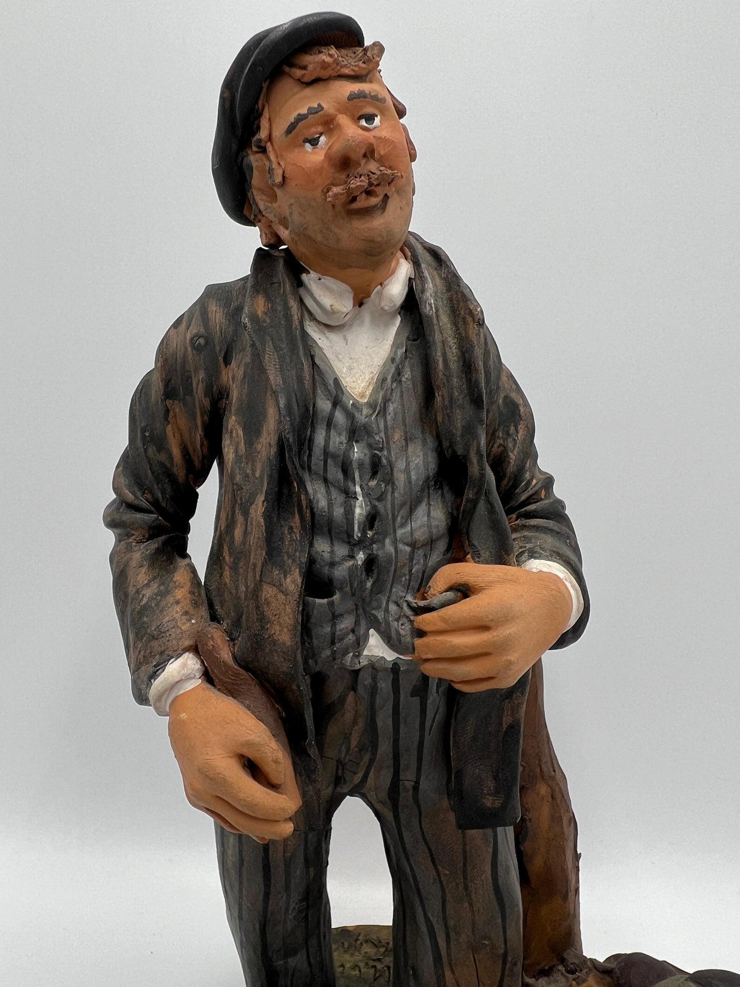 Terracotta Sculpture: Italian Folk Art Man - Signed by Mario Scarlatella