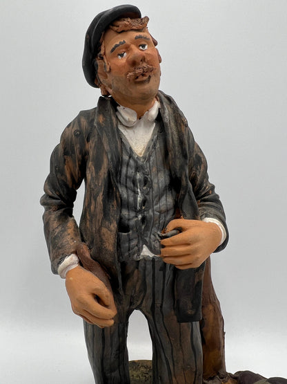 Terracotta Sculpture: Italian Folk Art Man - Signed by Mario Scarlatella