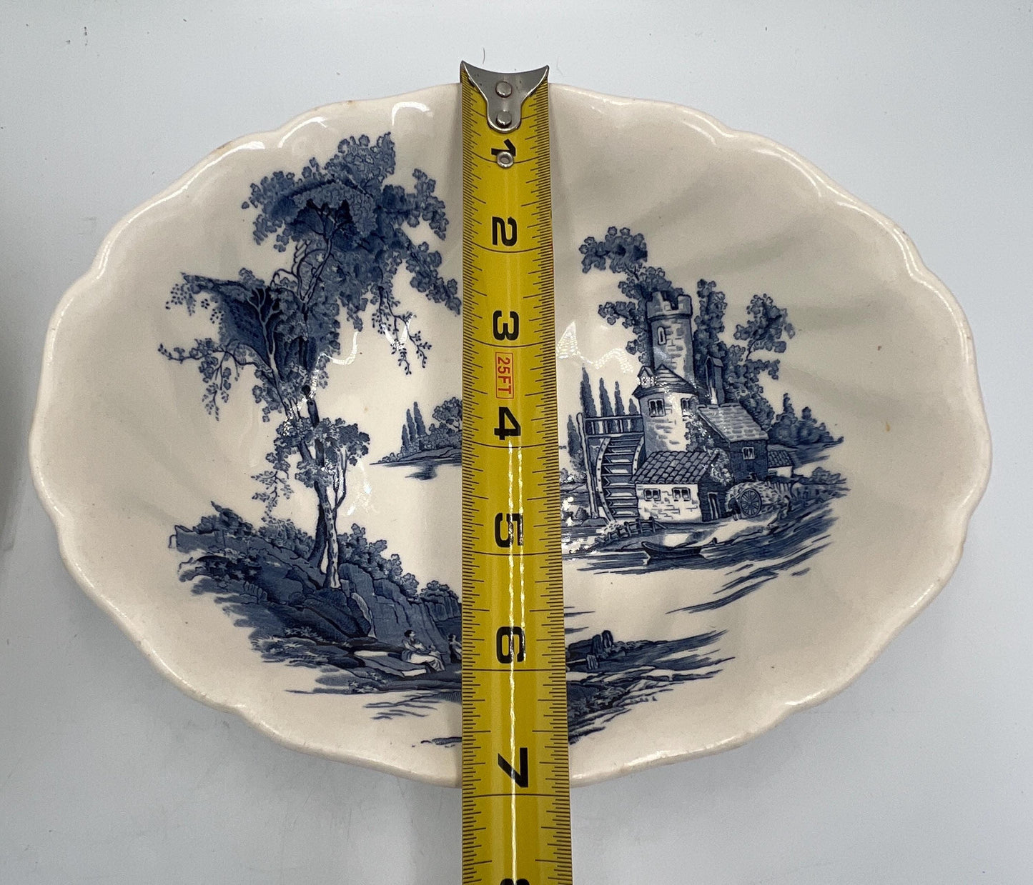 Pair of Vintage "The Old Mill" rimmed soup bowl by Johnson Brothers