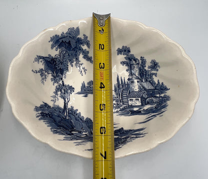 Pair of Vintage "The Old Mill" rimmed soup bowl by Johnson Brothers