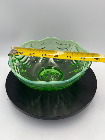Antique Jefferson Glass Abalone Green Bowl c1903 - Hard to Find - Elegance
