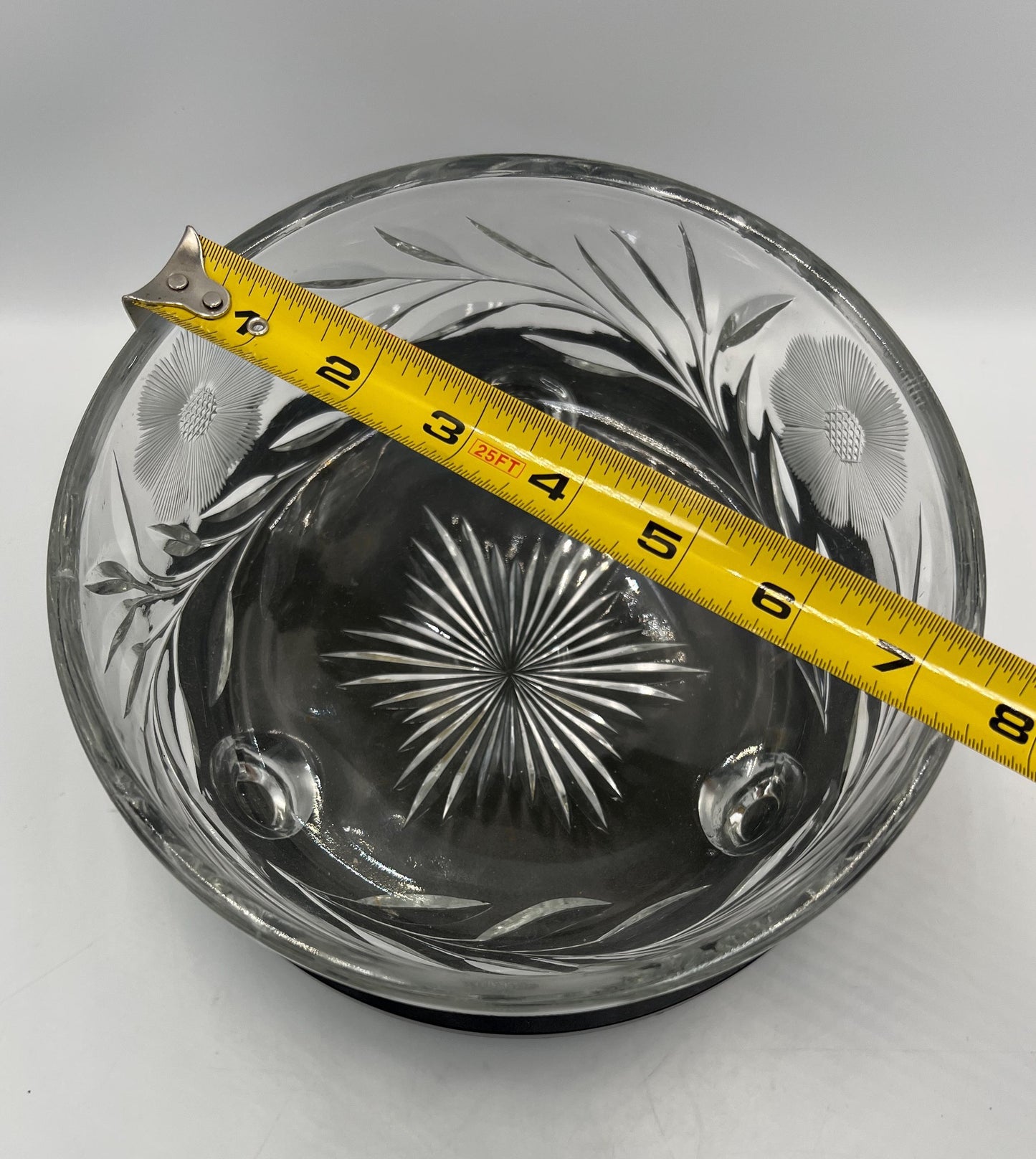Tri Foot Crystal Bowl Starburst Pattern