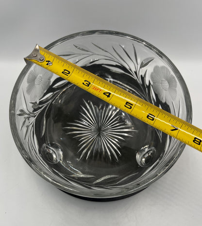 Tri Foot Crystal Bowl Starburst Pattern