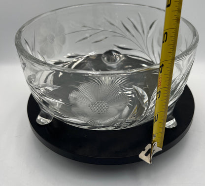 Tri Foot Crystal Bowl Starburst Pattern