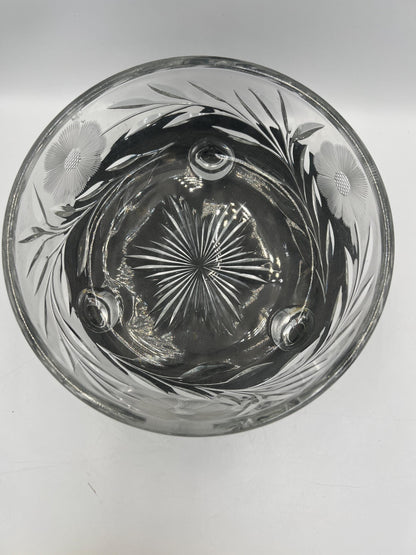 Tri Foot Crystal Bowl Starburst Pattern