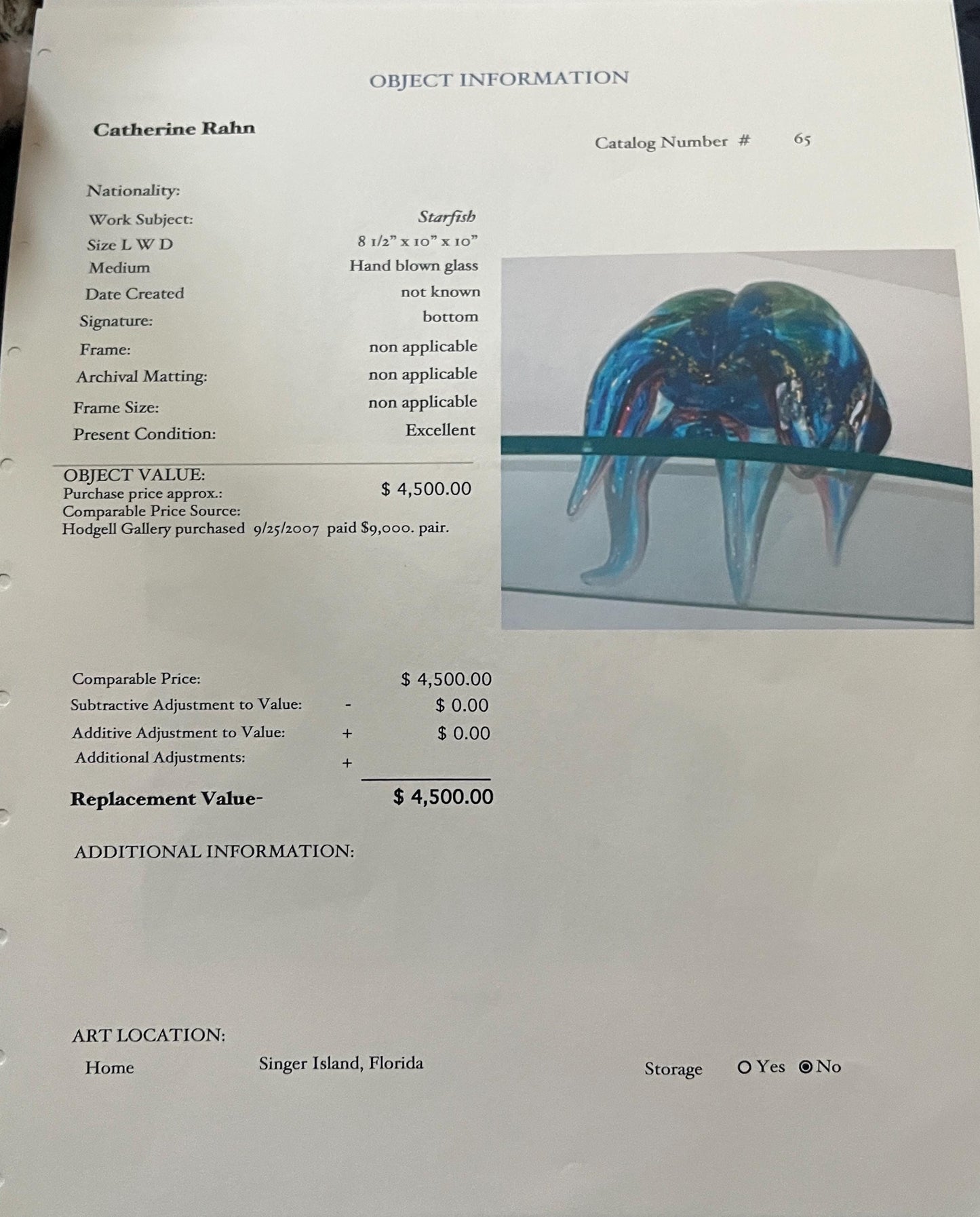 Jelly Fish Glass Sculpture One of a Kind Original by Catherine Rahn