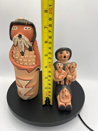 Hand-Painted Jemez Figurines: Corn Maiden & Children - Signed Pottery