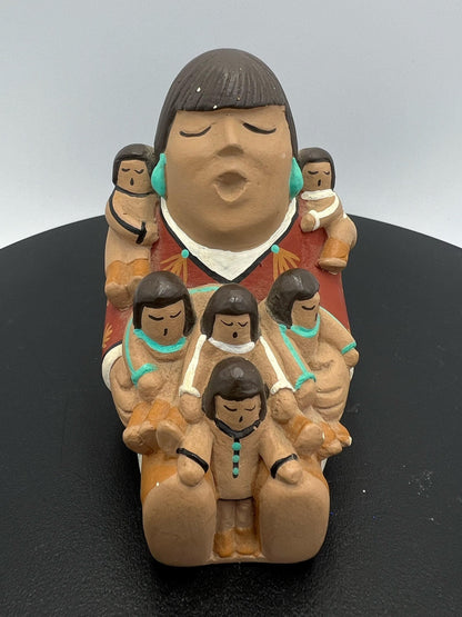 Hand-Painted Jemez Figurines: Corn Maiden & Children - Signed Pottery