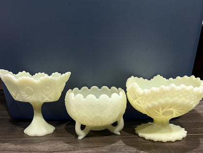 Fenton Custard Glass Compotes - Bowls - Unique- GLOW