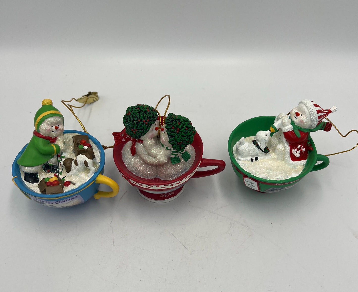 Thomas Kinkade Ornaments "Sweet Teas" Sets Snowmen in Teacups