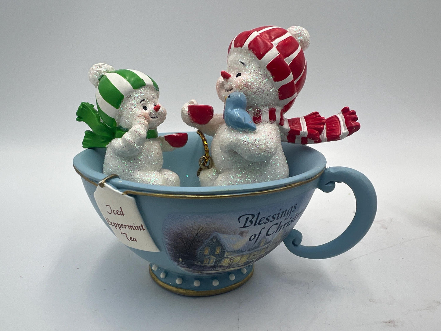 Thomas Kinkade Ornaments "Sweet Teas" Sets Snowmen in Teacups