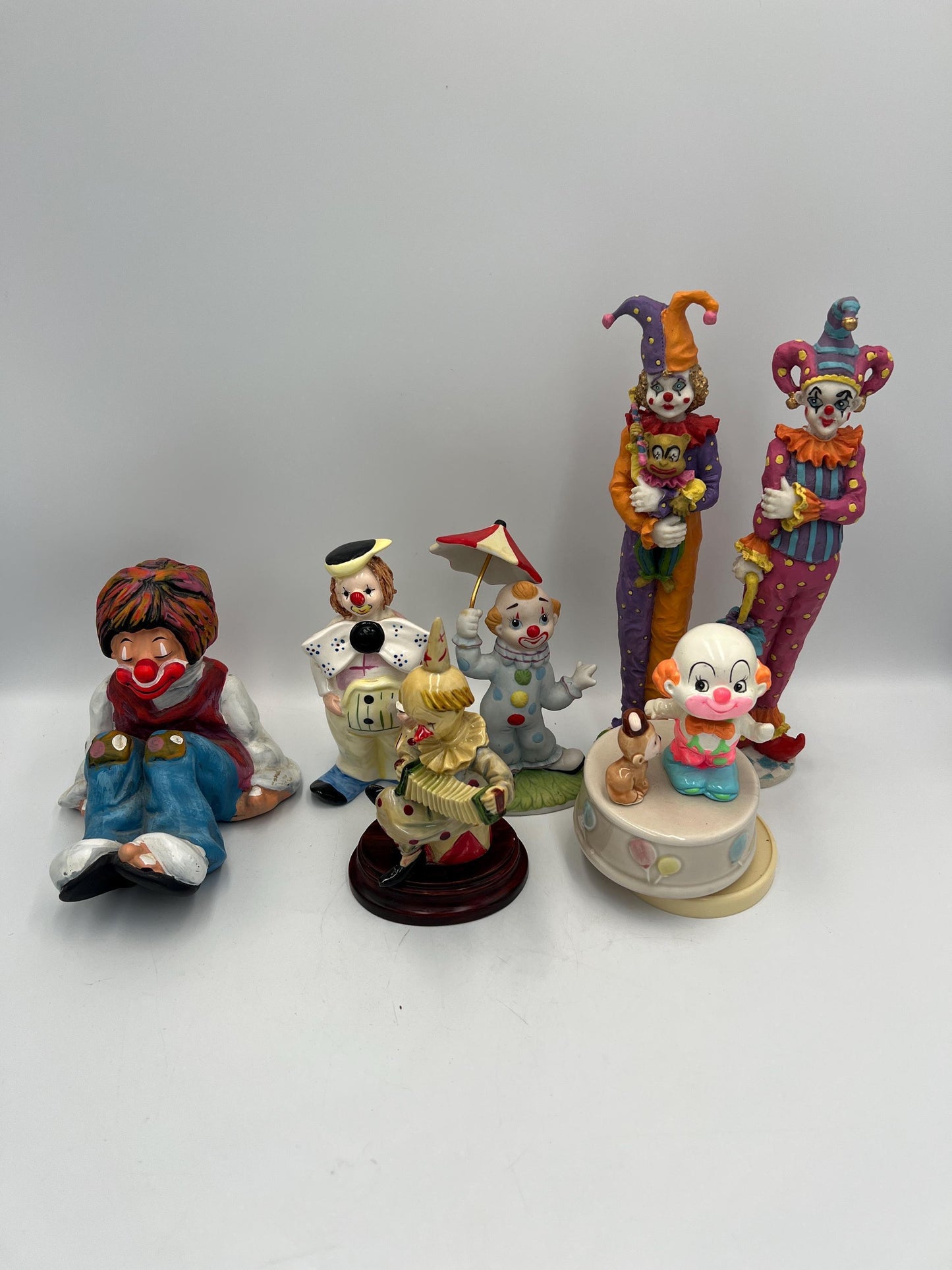 Vintage Clown Figurine Collection – Lefton, Enesco, Annette Little (1977) and More | Porcelain & Ceramic Circus Clowns | Sold Individually