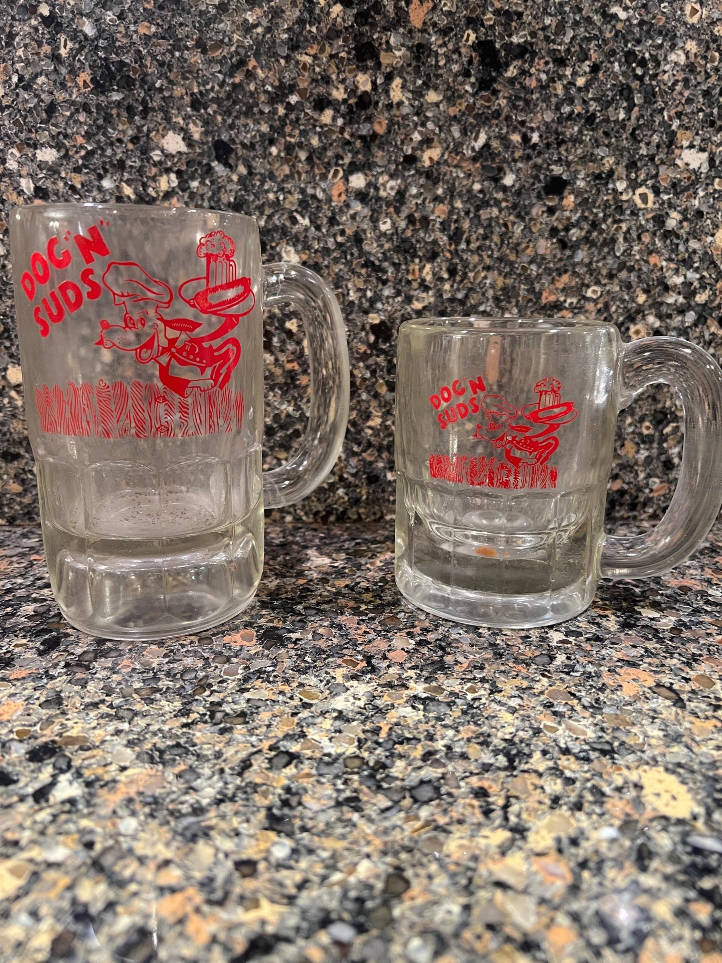 Vintage Dog N Suds Root Beer Mug with All Red Graphics - You Choose Size and Quantity!