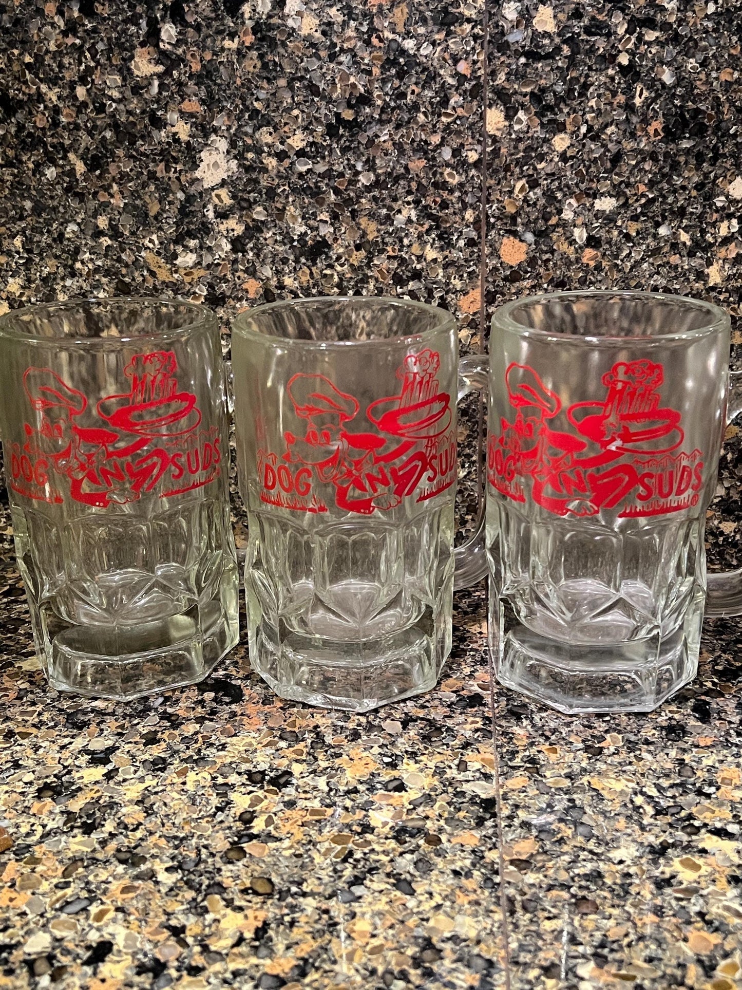 Vintage Dog N Suds Root Beer Mug with All Red Graphics - You Choose Size and Quantity!