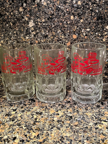 Vintage Dog N Suds Root Beer Mug with All Red Graphics - You Choose Size and Quantity!