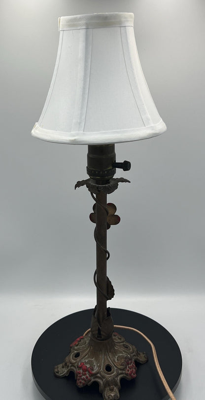 Floral Motif Cast Metal Lamp with Shade - Light and Airy