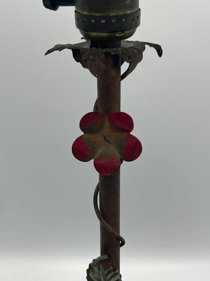 Floral Motif Cast Metal Lamp with Shade - Light and Airy