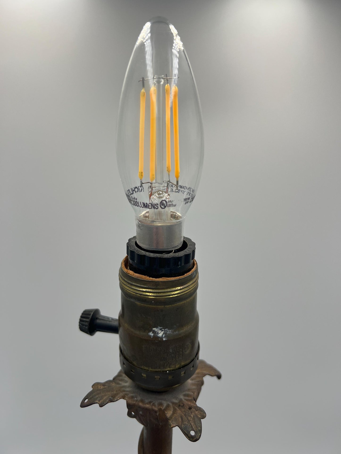 Floral Motif Cast Metal Lamp with Shade - Light and Airy