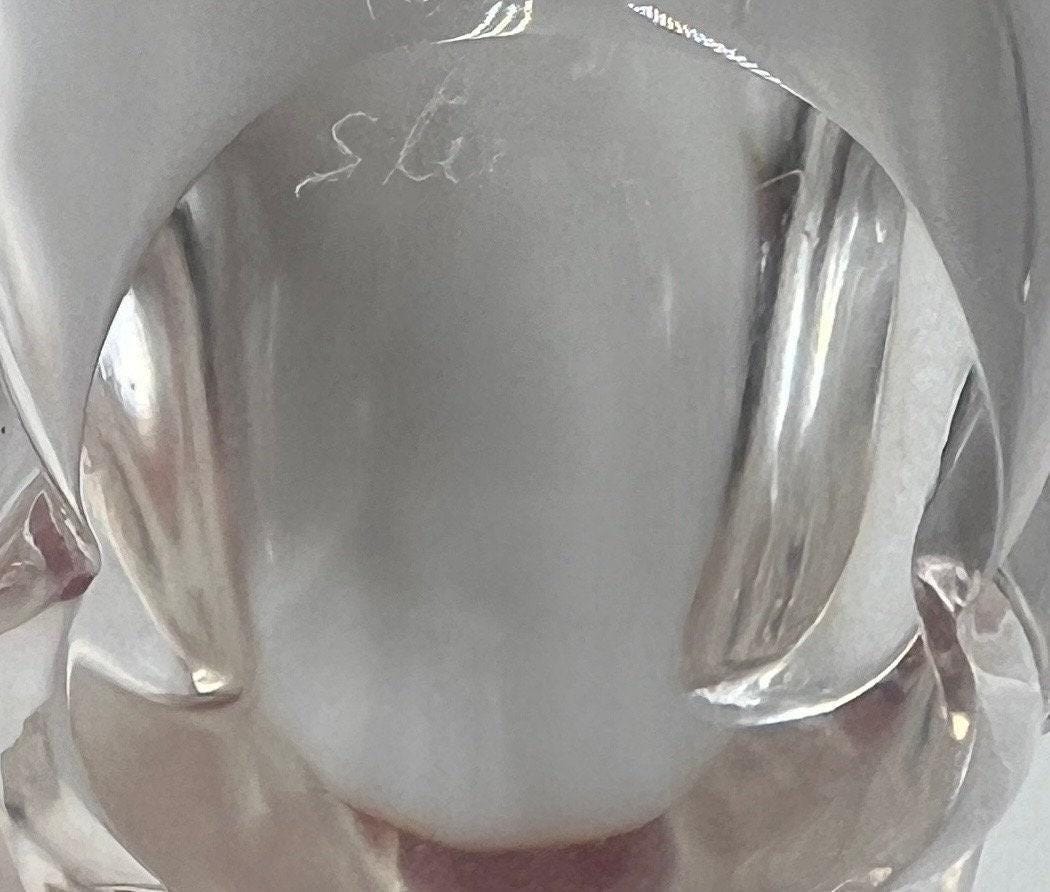 Rare Steuben Glass Elephant Hand Cooler - Signed Art Glass Paperweight