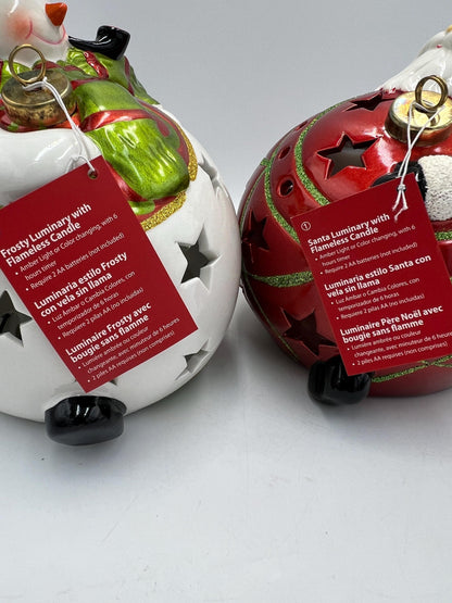 Frosty Snowman or Santa Luminary: Multicolor Flameless