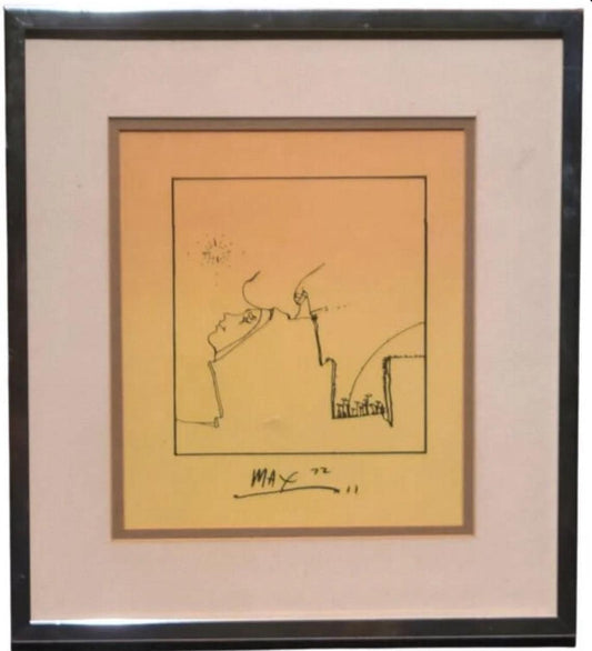 Peter Max, The Profile, Cool Lithograph, 1972 Hard to Find!