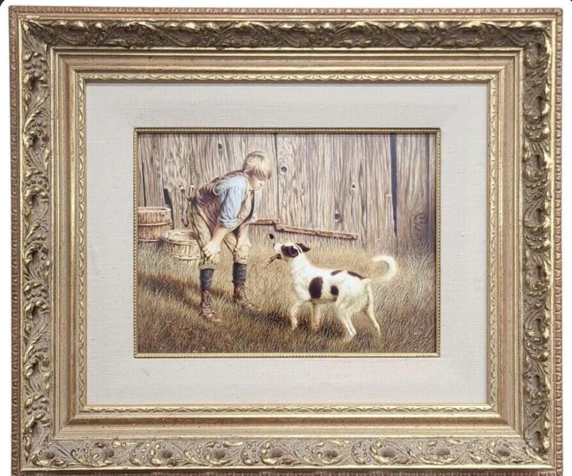 Framed Oil on Canvas, Original Painting by Jim Daly, "Drop It"