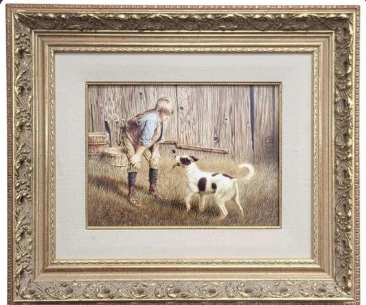 Framed Oil on Canvas, Original Painting by Jim Daly, "Drop It"